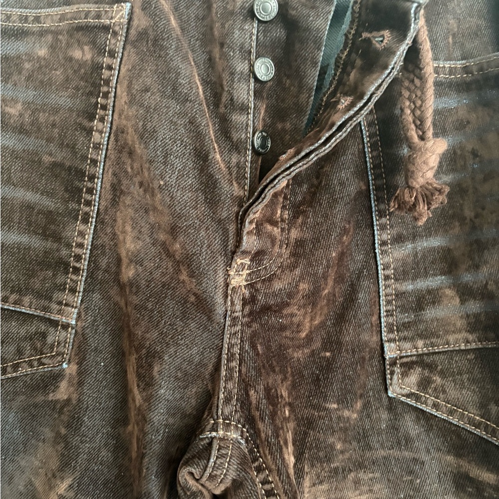 Free People Dark Brown Moxie Flocked  barrel jeans - Picture 4 of 12